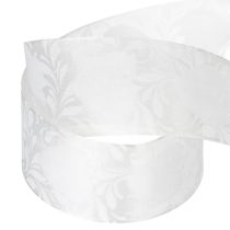 Artículo Cinta de organza color crema, cinta decorativa con corazones, 40 mm de ancho, 15 m de largo.