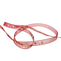Artículo Cinta de organza rojo oscuro con estrellas 15mm 20m
