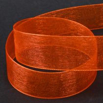 Artículo Cinta de organza cinta de regalo cinta naranja orillo 25mm 50m