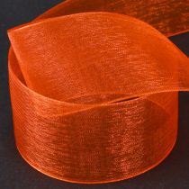 Artículo Cinta de organza cinta de regalo cinta naranja orillo 40mm 50m