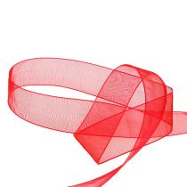 Cinta de organza con orillo 2,5cm 50m rojo