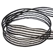 Artículo Cinta de organza a rayas, cinta de regalo, negra, 15 mm de ancho, 20 m de largo