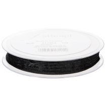 Artículo Cinta de organza a rayas, cinta de regalo, negra, 15 mm de ancho, 20 m de largo
