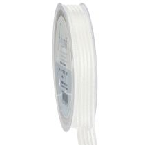Artículo Cinta de organza a rayas, cinta de regalo, blanca, 15 mm, 20 m