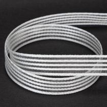 Artículo Cinta de organza a rayas, cinta de regalo, blanca, 15 mm, 20 m