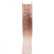 Artículo Cinta de organza flores cinta de regalo rosa 25mm 18m