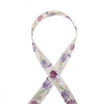 Artículo Cinta de organza cinta de gasa loro tulipanes violeta 40mm 18m