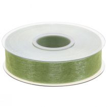 Artículo Cinta de organza verde para regalo con orillo verde lima 25 mm 50 m