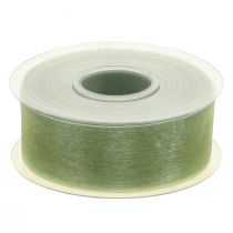 Artículo Cinta de organza verde para regalo con orillo verde lima 40 mm 50 m