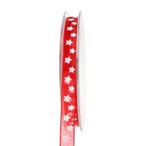 Artículo Cinta de organza con estampado de estrellas rojo 10mm 20m