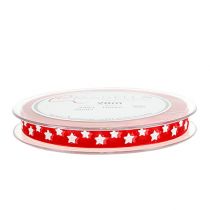 Artículo Cinta de organza con estampado de estrellas rojo 10mm 20m