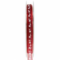 Artículo Cinta de organza con estrella rojo oscuro 6mm 20m