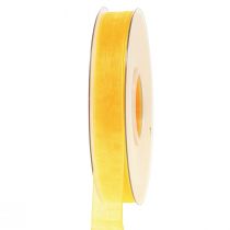 Artículo Cinta de organza cinta de regalo cinta amarilla orillo 15mm 50m