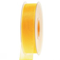 Artículo Cinta de organza cinta de regalo cinta amarilla orillo 25mm 50m