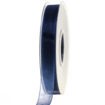 Artículo Cinta de organza cinta de regalo cinta azul oscuro orillo azul 15mm 50m