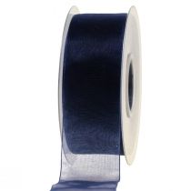 Artículo Cinta de organza cinta de regalo cinta azul oscuro orillo azul 40mm 50m