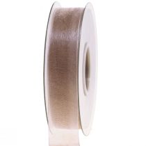 Artículo Cinta de organza cinta de regalo cinta beige orillo topo 25mm 50m