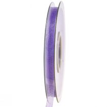 Artículo Cinta de organza cinta de regalo cinta morada orillo 6mm 50m