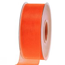 Artículo Cinta de organza cinta de regalo cinta naranja orillo 40mm 50m