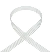 Artículo Cinta de organza con rayas cinta de regalo blanca 15mm 20m