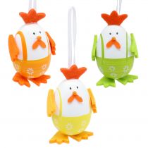 Artículo Huevo pintado como gallo para colgar en la mezcla 7,5cm 12pzs