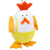 Artículo Huevo pintado como gallo para colgar en la mezcla 7,5cm 12pzs