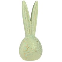 Artículo Decoración de Pascua cabeza de conejo craquelado oro verde menta 16,5x16x40cm