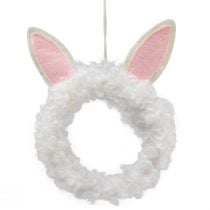 Artículo Decoración de Pascua anillo decorativo orejas de conejo decoración de puerta blanco Ø13cm 4ud
