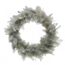 Artículo Guirnalda de plumas decoración Pascua grande gris Ø25cm Decoración primavera plumas reales