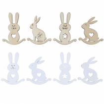 Artículo Conejito de decoración de Pascua para esparcir madera blanca, decoración de dispersión natural Conejito de Pascua 96 piezas