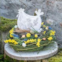 Pascua decoración metal deco pollo Pascua blanco 19,5x6,5x18cm