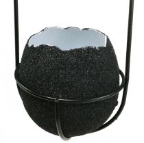 Artículo Decoración de Pascua para colgar, cáscara de huevo para plantar, decoración de primavera negro/blanco Al. 24 cm 4 piezas