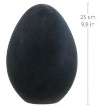 Artículo Huevo de pascua plástico decoración huevo negro flocado 25cm