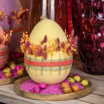 Artículo Huevo de Pascua decoración huevo plástico amarillo claro flocado 25cm