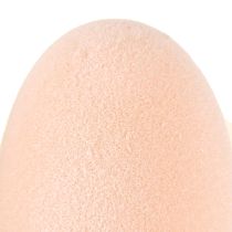 Artículo Huevos de Pascua flocados en marrón melocotón y blanco H6cm 24 piezas