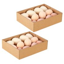 Artículo Huevos de Pascua flocados en marrón melocotón y blanco H6cm 24 piezas