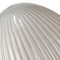 Artículo Huevos de Pascua Cerámica Decorativa Huevo con Ranuras Blanco Gris 10×12.5cm 2 Piezas