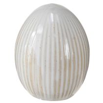 Artículo Huevos de Pascua Cerámica Decorativa Huevo con Ranuras Blanco Gris 5×6cm 6uds
