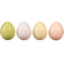 Artículo Huevos de Pascua huevos de cerámica decoración pastel brillante 5×6cm 8 piezas