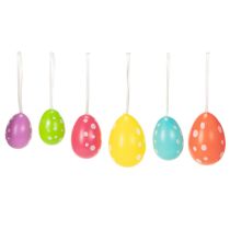 Artículo Huevos de Pascua para colgar, colores surtidos, 6cm, 12 piezas