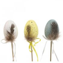 Artículo Huevos de Pascua tapones de flores de decoración de Pascua de plástico H6cm 12 piezas