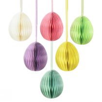 Artículo Huevos de Pascua para colgar, decoración de huevos de panal de abeja, coloridos, 8 cm, 6 piezas