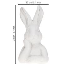 Artículo Figura de conejo de Pascua estilo shabby chic, color blanco, 11 x 9 x 20,5 cm