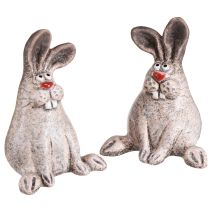 Artículo Conejito de Pascua Cerámica Divertido Conejo Decorativo Marrón H7cm 6 piezas