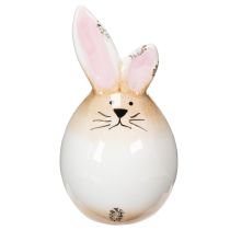 Artículo Figura decorativa de conejo de Pascua de cerámica blanca (6 cm de diámetro y 11,5 cm de alto).