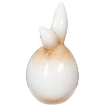 Artículo Conejo de Pascua de cerámica blanca con forma de huevo, figura decorativa de conejo, Ø6cm, H11.5cm