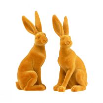 Artículo Conejito de Pascua Figura decorativa de conejo Curry amarillo de Pascua H12,5 cm 2 piezas