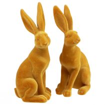 Artículo Conejito de Pascua Figura decorativa de conejo Curry amarillo de Pascua H12,5 cm 2 piezas