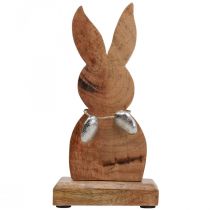 Artículo Conejo de Pascua de madera con huevos de metal, decoración de mesa Pascua H20.5cm