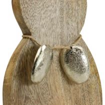 Artículo Conejito de Pascua de madera con huevos de metal, decoración de mesa de Pascua Al. 31 cm